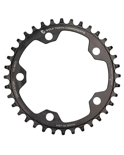 Wolf Tooth Chainring Sram BCD 110 5-holes 1X 12S - 34T, Black