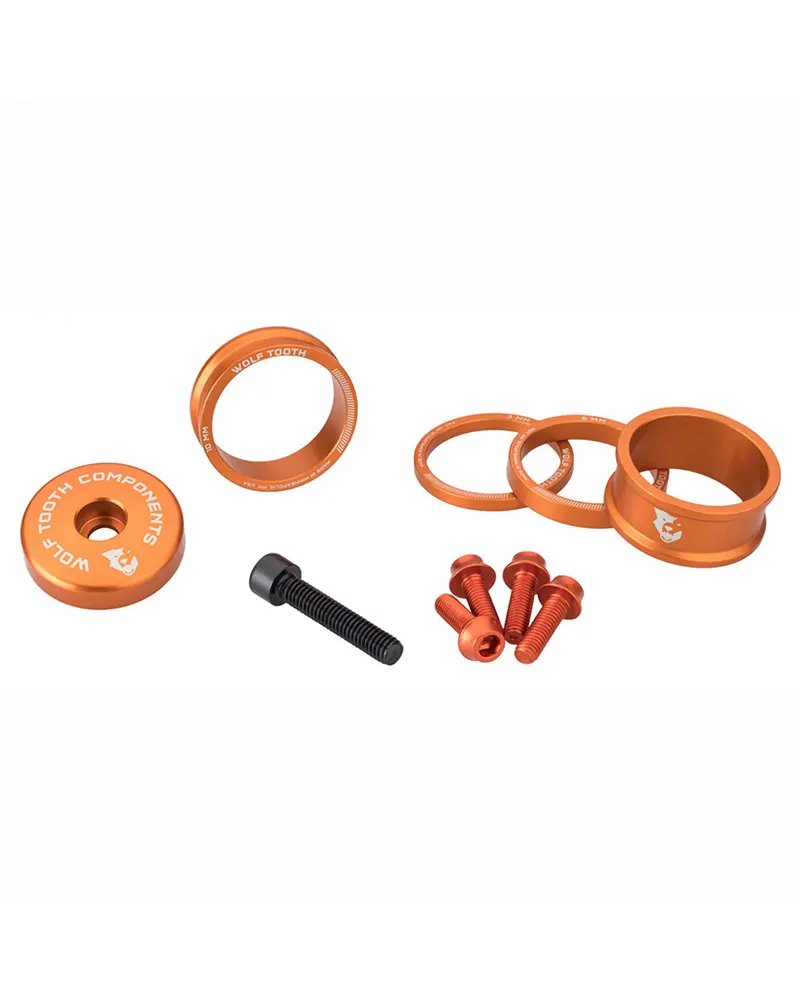 Wolf Tooth Spacers and Bolts Kit Anodized Aluminium, Orange