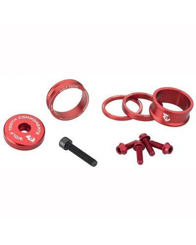 Wolf Tooth Spacers and Bolts Kit Anodized Aluminium, Red