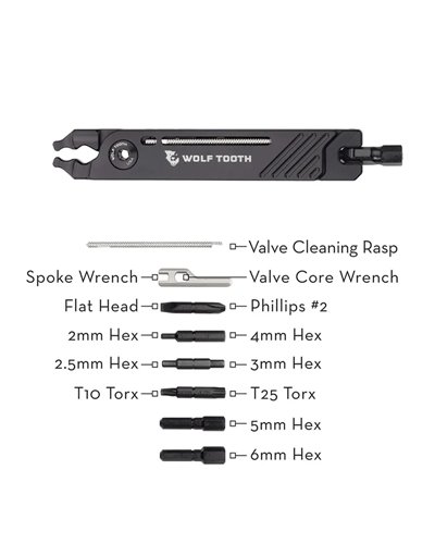 Wolf Tooth Multitool 8-Bit 17 in 1 - Pinza Falsamaglia, Nero