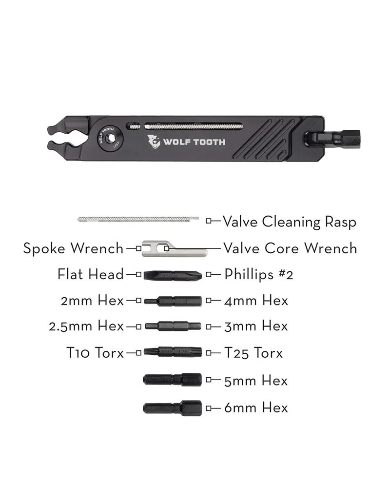 Wolf Tooth Multitool 8-Bit 17 In 1 - Pliers Master Link, Black