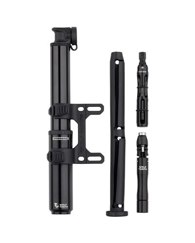 Wolf Tooth Pompa Encase 85cc + Attrezzo Ripara Tubeless, Multitool e Smagliacatena, Nero