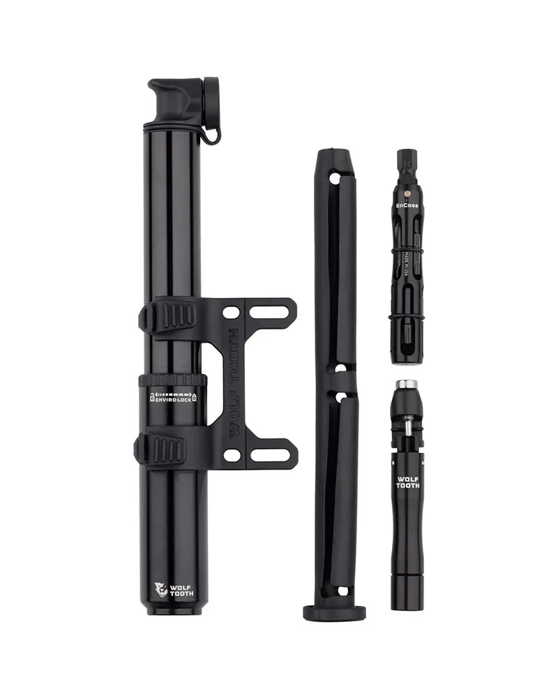 Wolf Tooth Pompa Encase 85cc + Attrezzo Ripara Tubeless, Multitool e Smagliacatena, Nero