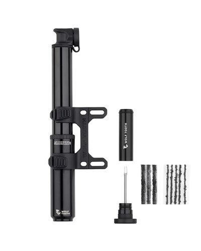 Wolf Tooth Pompa Encase 85cc + Attrezzo Ripara Tubeless, Nero