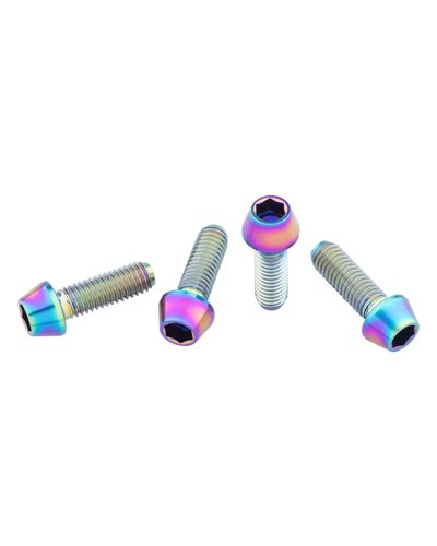 Wolf Tooth Water Bottle Cage Bolts Titanium M5X0.8mmx15mm - Oil Slick (4 pcs)