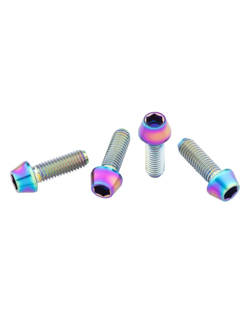 Wolf Tooth Water Bottle Cage Bolts Titanium M5X0.8mmx15mm - Oil Slick (4 pcs)