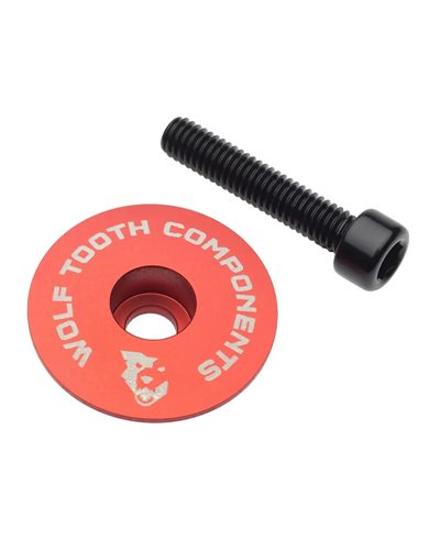 Wolf Tooth Stem Cap and Bolt Ultralight, 1 1/8, Red