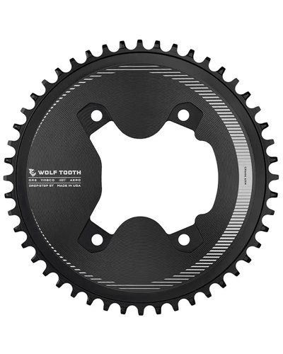 Wolf Tooth Chainring Aero BCD 110mm 4-holes 1X GRX SH12 50T, Black