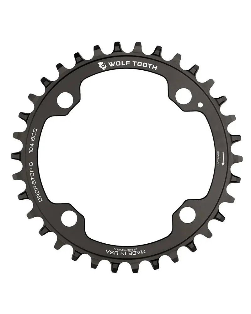 Wolf Tooth Chainring e-Bike BCD 104 4-holes 1X 11-12S - 38T, Black