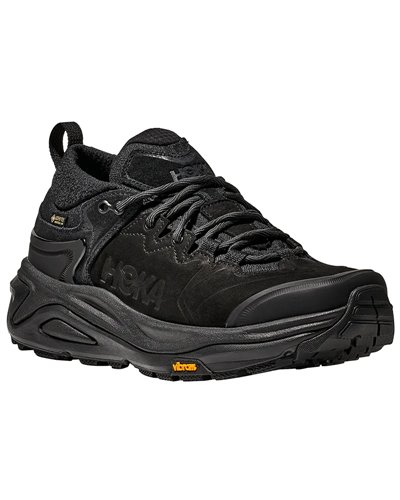 Hoka One One Kaha 3 Low GTX Gore-Tex Men's Hiking Shoes, Black/Black (Nabuk Leather)