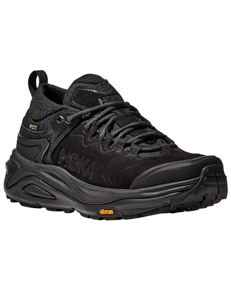 Hoka One One Kaha 3 Low GTX Gore-Tex Men's Hiking Shoes, Black/Black (Nabuk Leather)