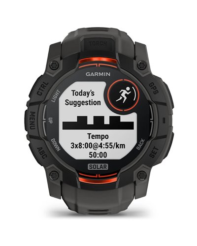 Garmin Instinct 3 Solar Case 50mm Wrist-Based HR GPS Smartwatch, Black/Charcoal