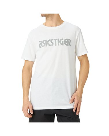 Asics Tiger camiseta con logotipo plateado camiseta de manga corta para hombre jersey, blanco real