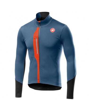 Castelli Trasparente V Polartec YKK Vislon Full Zip Men's Cycling Jersey, Light/Steel Blue