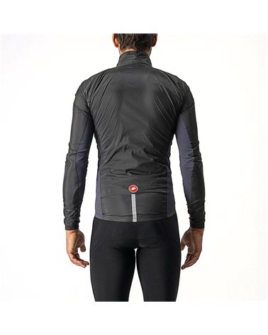 Castelli Squadra Stretch Windproof Men's Packable Cycling Jacket, Light Black/Dark Gray