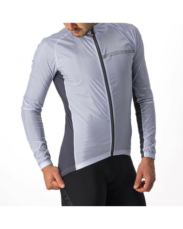 Castelli Squadra Stretch Windproof Men's Packable Cycling Jacket, Silver Gray/Dark Gray