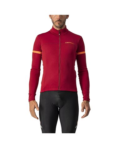 Castelli Fondo 2 Men's Long Sleeve Cycling Jersey Full Zip, Pro Red/Orange Reflex