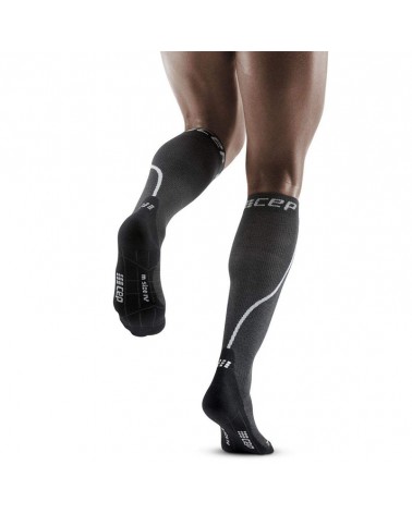 Cep Winter Run Compression Men's Running Socks, Grey/Black