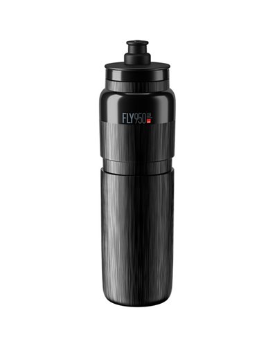 Elite Borraccia Fly Tex 950ml, Nero/Logo Grigio