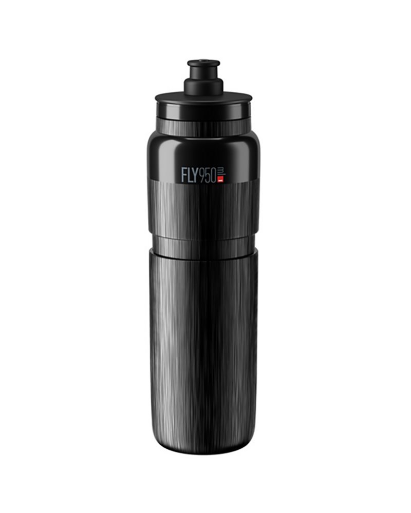 Elite Borraccia Fly Tex 950ml, Nero/Logo Grigio