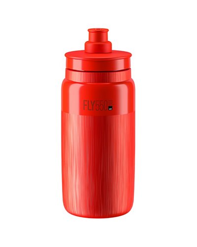 Elite Borraccia Fly Tex 550ml, Rosso/Logo Grigio