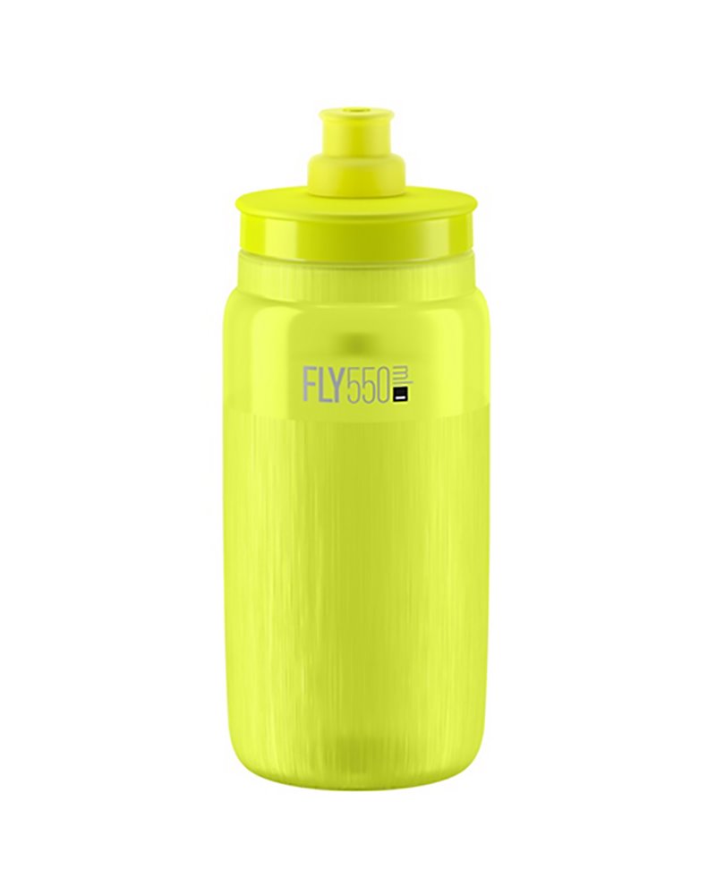 Elite Borraccia Fly Tex 550ml, Giallo Fluo/Logo Grigio