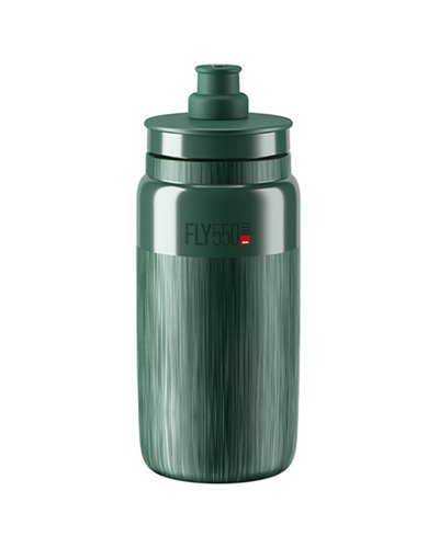 Elite Borraccia Fly Tex 550ml, Verde Scuro/Logo Grigio
