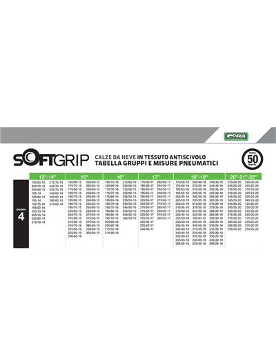 Cora Softgrip Approved Snow Tire Socks GR.4 225/55-16