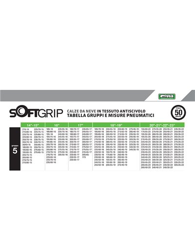 Cora Calze da Neve Softgrip Omologate GR.5 315/35-19