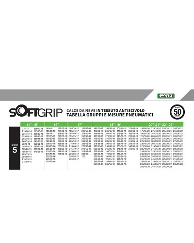 Cora Calze da Neve Softgrip Omologate GR.5 325/30-21