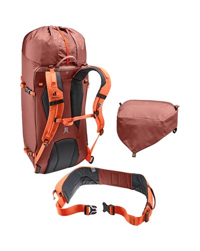 Deuter Guide 34+8 Zaino Alpinismo, Redwood/Papaya
