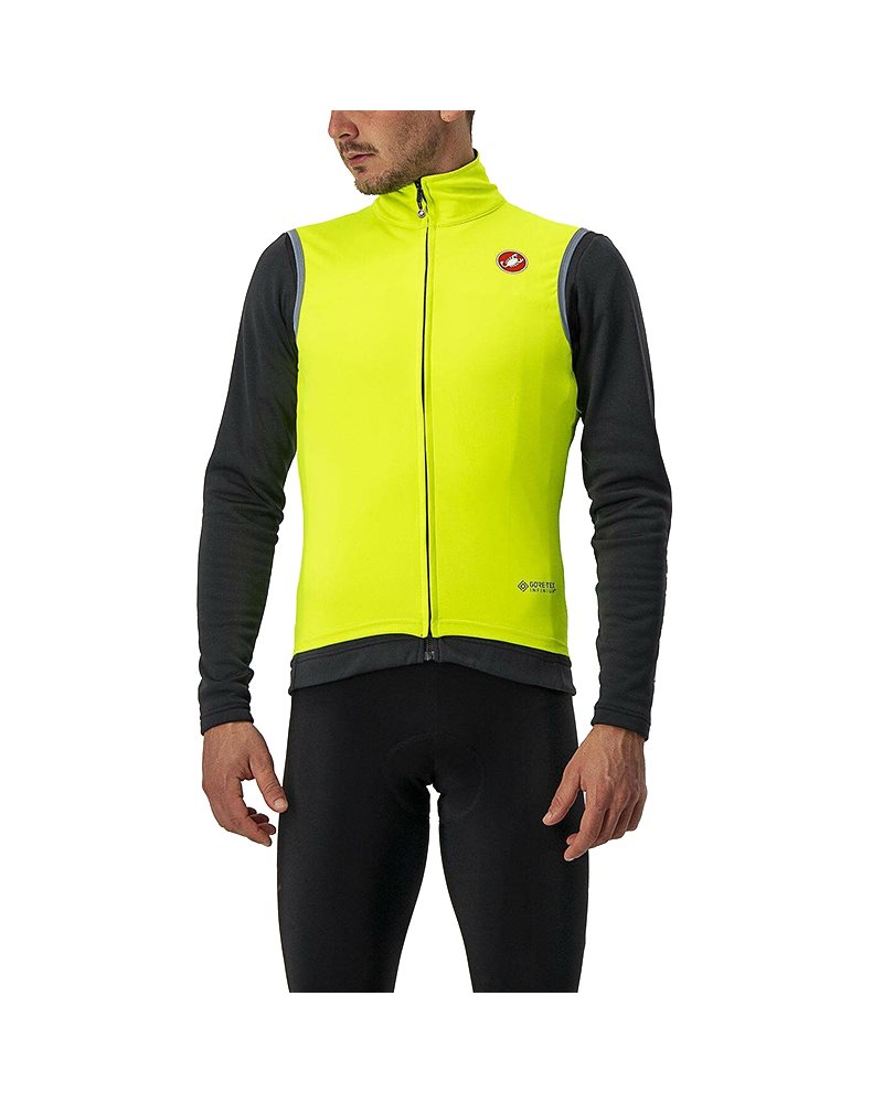 Castelli Perfetto Ros Waterproof/Windproof Men's Cycling Vest, Yellow Fluo