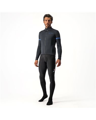 Castelli Fondo 2 Men's Long Sleeve Cycling Jersey Full Zip, Light Black/Blue Reflex