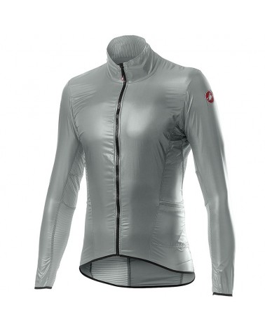 Castelli Aria Shell Jacket Wind Breaker Stretch Men's Cycling Jacket, Silver Gray