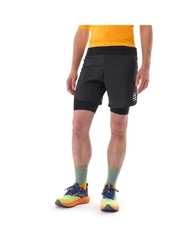 Compressport Trail Racing 2-In-1 Men's Trail Running Overshort, Black