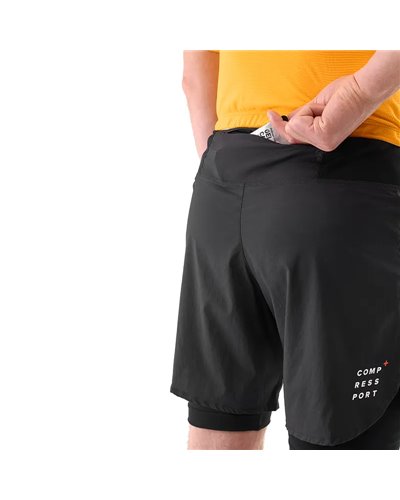 Compressport Trail Racing 2-In-1 Men's Trail Running Overshort, Black