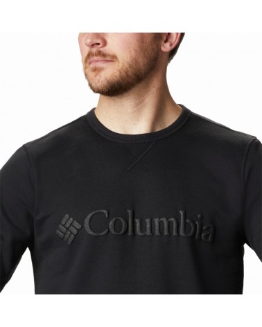 Columbia Logo Fleece Crew Felpa Girocollo Uomo, Black Puff Logo