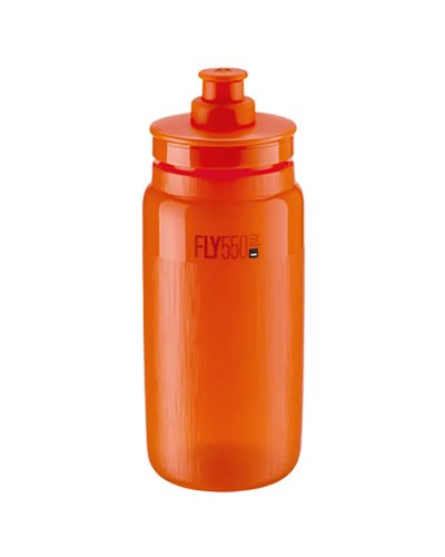 Elite Borraccia Fly Tex 550ml, Arancio Trasparente/Logo Rosso