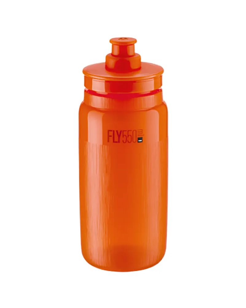 Elite Borraccia Fly Tex 550ml, Arancio Trasparente/Logo Rosso