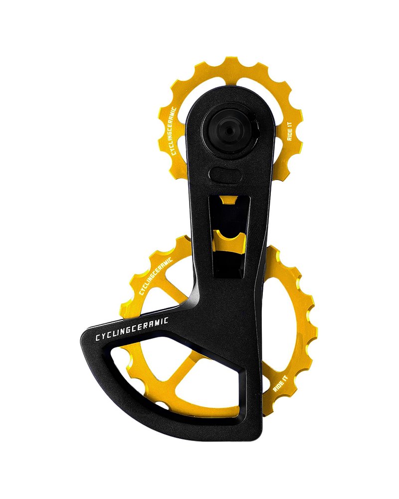 CyclingCeramic Rear Derailleur Cage Oversized Pulley Wheel Systems Race Shimano Ultegra/Dura-Ace 11/12sp, Gold