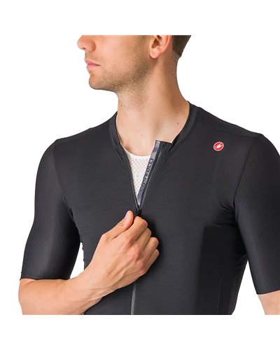 Castelli Espresso Maglia Maniche Corte Full Zip Uomo, Light Black/Dark Gray