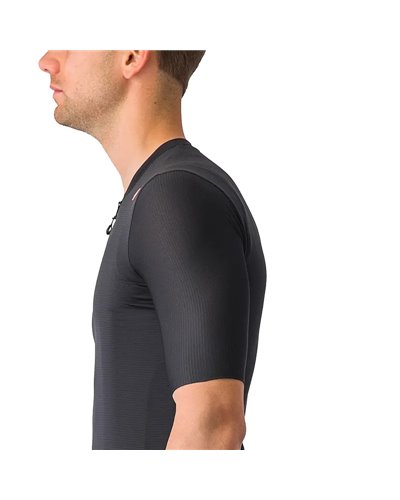 Castelli Espresso Maglia Maniche Corte Full Zip Uomo, Light Black/Dark Gray