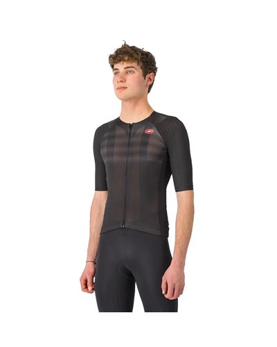 Castelli Aero Race 8S Rosso Corsa Men's Full Zip Short Sleeve Cycling Jersey, Black