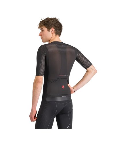 Castelli Aero Race 8S Rosso Corsa Men's Full Zip Short Sleeve Cycling Jersey, Black