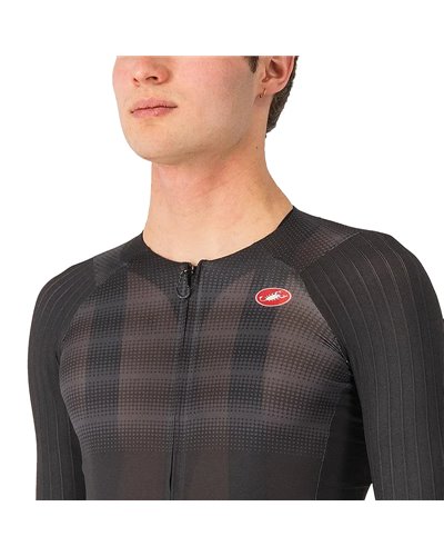 Castelli Aero Race 8S Rosso Corsa Men's Full Zip Short Sleeve Cycling Jersey, Black