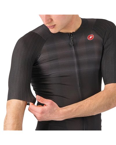 Castelli Aero Race 8S Rosso Corsa Men's Full Zip Short Sleeve Cycling Jersey, Black