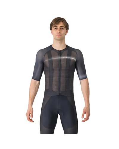 Castelli Climber's A/C Rosso Corsa Men's Full Zip Short Sleeve Cycling Jersey, Black/Dark Gray