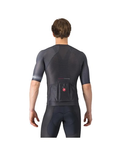 Castelli Climber's A/C Rosso Corsa Men's Full Zip Short Sleeve Cycling Jersey, Black/Dark Gray