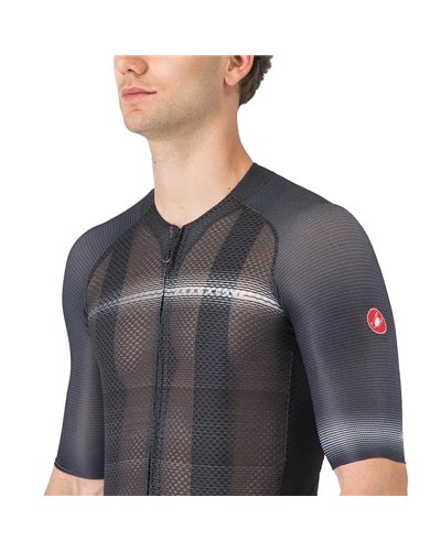 Castelli Climber's A/C Rosso Corsa Men's Full Zip Short Sleeve Cycling Jersey, Black/Dark Gray