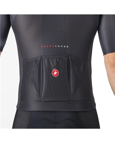 Castelli Climber's A/C Rosso Corsa Men's Full Zip Short Sleeve Cycling Jersey, Black/Dark Gray